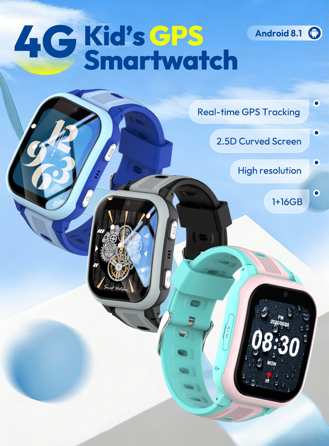 Kids Smartwatch Gps - วอนเล็กซ์ 4G สมาร์ทวอทช์สำหรับเด็ก KT41 GPS ตำแหน่งแบบเรียลไทม์
