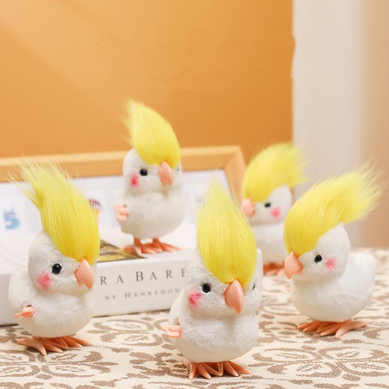 Kids Toys Kids Toys - INS ของเล่นตุ๊กตาผ้ากำมะหยี่รูปนกแก้วกระโดดสุดน่ารัก พร้อมขนเท่ๆ ที่ขยับได้ สายโซ่ที่สามารถหมุนได้ ตุ๊กตานุ่มนิ่มสไตล์อนิเมะ