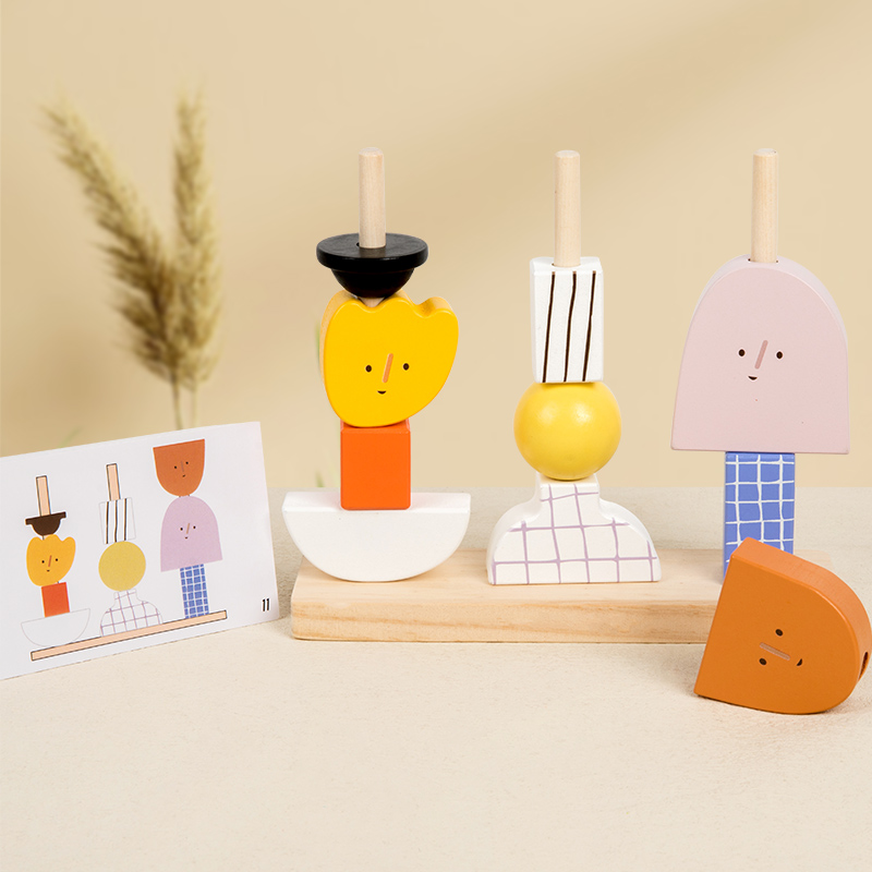 Wooden Blocks Stacking - ชุดของเล่นบล็อกลูกปัดตัวอักษรที่สร้างสรรค์ไม้3D ของมอนเตสซอรี่ permainan Teka-teki จับคู่รูปร่างของเล่นเพื่อการศึกษาปฐมวัยของขวัญสำหรับเด็ก