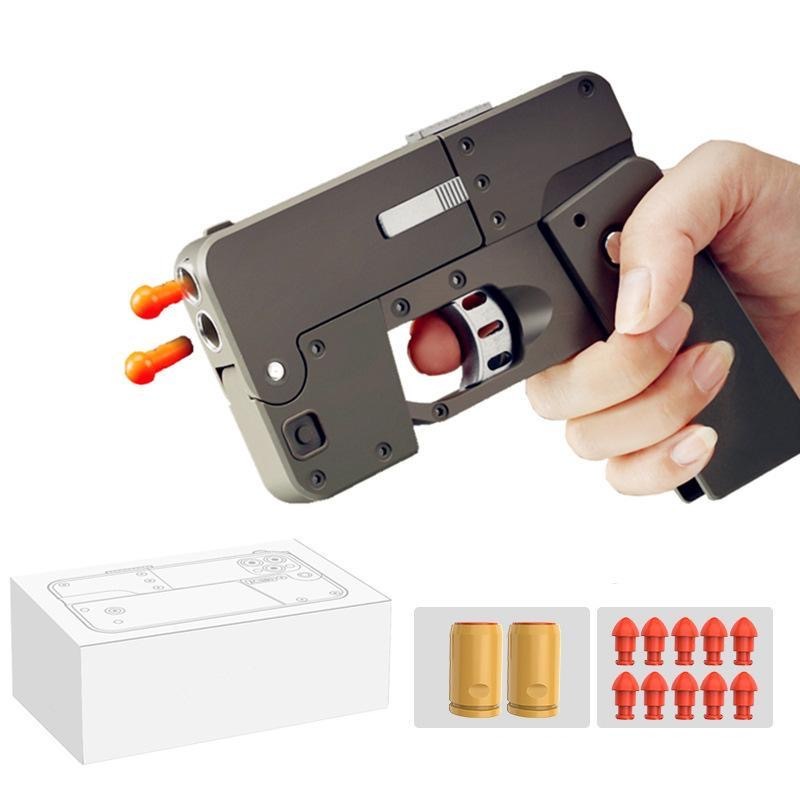 Kids Toys Smartphone - โทรศัพท์มือถือรูปทรงปืนพับได้ ของเล่นปืนยิงกระสุนนิ่ม ของเล่นปืนพกแปลงร่างสร้างสรรค์ ของเล่นยิงปืนสำหรับเด็กและผู้ใหญ่ กีฬากลางแจ้ง