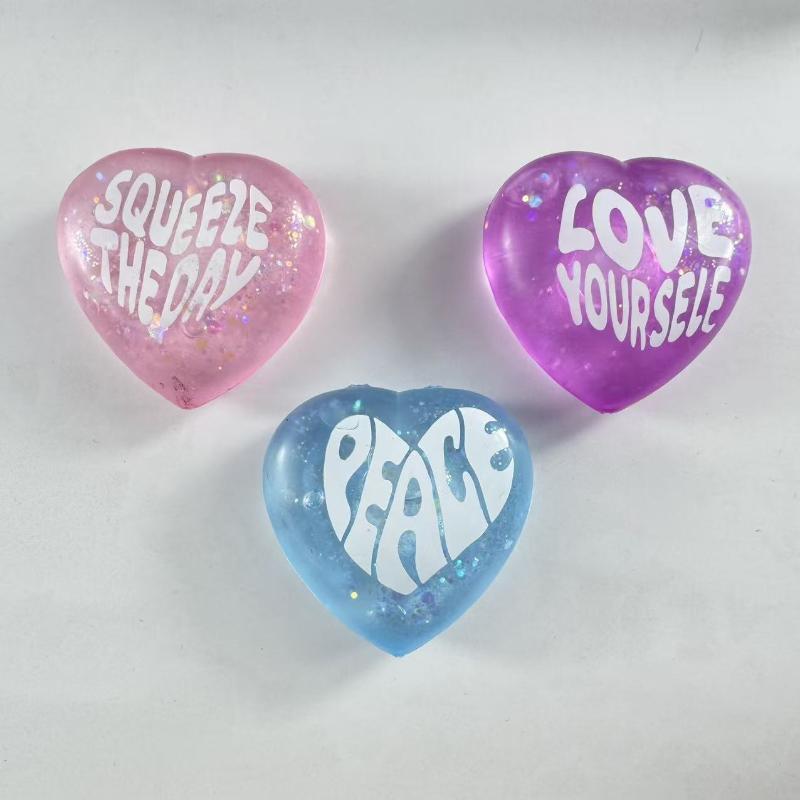 Kids Toys Quotes - ของเล่นบีบรูปหัวใจแบบมีกลิตเตอร์รุ่นใหม่ พร้อมคำพูดสร้างแรงบันดาลใจ สัมผัสนุ่ม สำหรับเด็กและผู้ใหญ่ ช่วยผ่อนคลาย เหมาะสำหรับเป็นของขวัญในงานปาร์ตี้