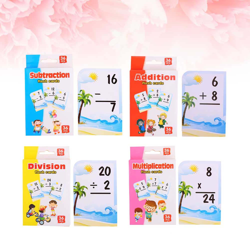 Card Game Kids - การ์ดเรียนคณิตศาสตร์สำหรับเด็ก 4 กล่อง เกมการศึกษาปฐมวัยสำหรับเด็กอนุบาล อุปกรณ์สำหรับเด็ก