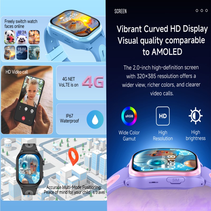 สมาร์ทวอทช์เด็ก 4G พร้อมหน้าจอ - Kids Smartwatch Gps บทวิจารณ์และราคา