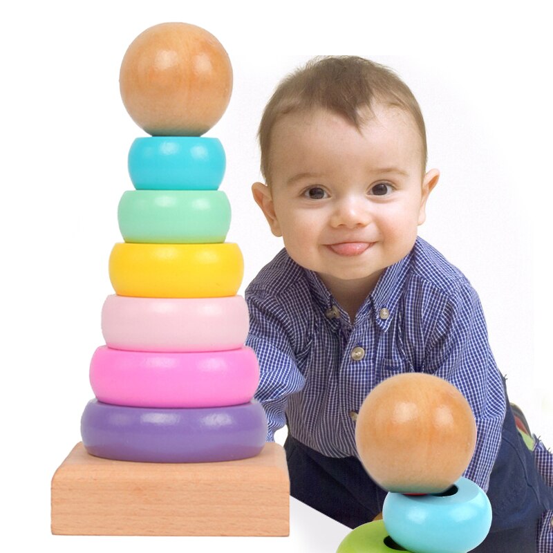 ของเล่นไม้รูปหอคอยสายรุ้งสำหรั - Wooden Blocks Stacking บทวิจารณ์และราคา