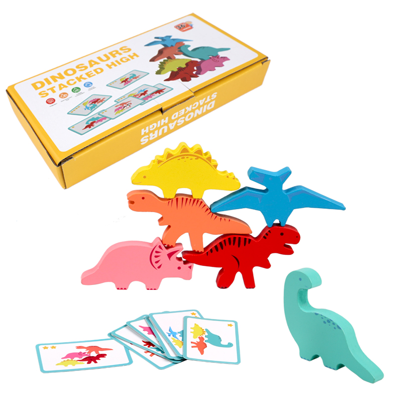 ไม้บล็อกของเล่นเด็กสัตว์ไดโนเส - Wooden Blocks Stacking บทวิจารณ์และราคา