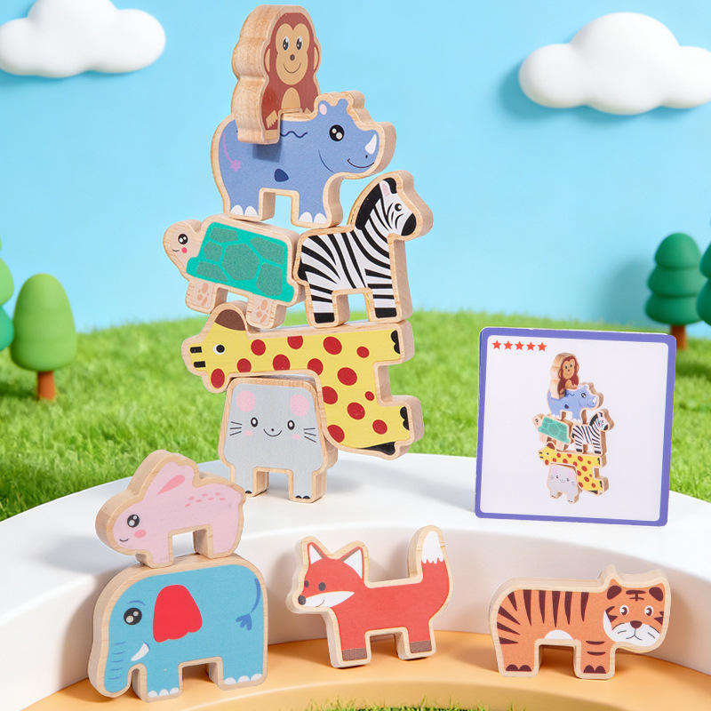 บล็อกไม้รูปสัตว์สำหรับเล่นจัดเ - Wooden Blocks Stacking บทวิจารณ์และราคา