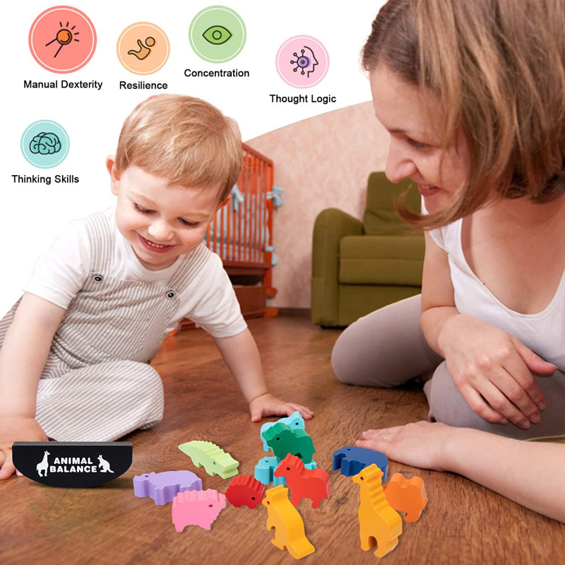 มอนเตสซอรี่ของเล่นไม้เสริมความ - Wooden Blocks Stacking บทวิจารณ์และราคา
